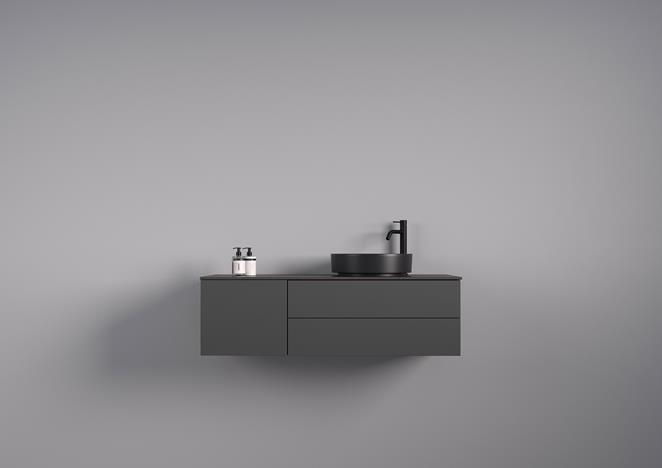 Air Solid 120 A i Anthracite NCS S 7500 N med bänkskiva Raven.