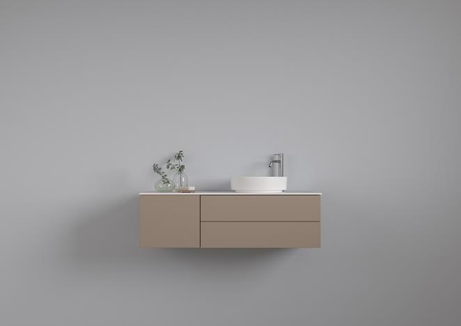 Air Solid 120 A i EArth NCS S 5005 Y20R med bänkskiva Plain White.