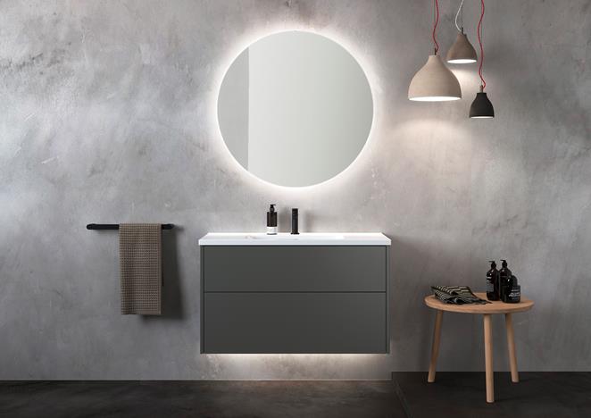 Grand Solid 100 i Anthracite (NCS S 7500-N) med spegel Loox 90.