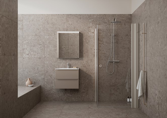 Kommod Core Avant 60 Warm Clay med duschhörn Linc Angel