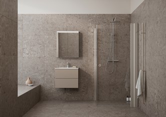 Kommod Core Solid 60 Warm Clay med  Linc Angel och handdukstork Line i NCS S 4005-20R