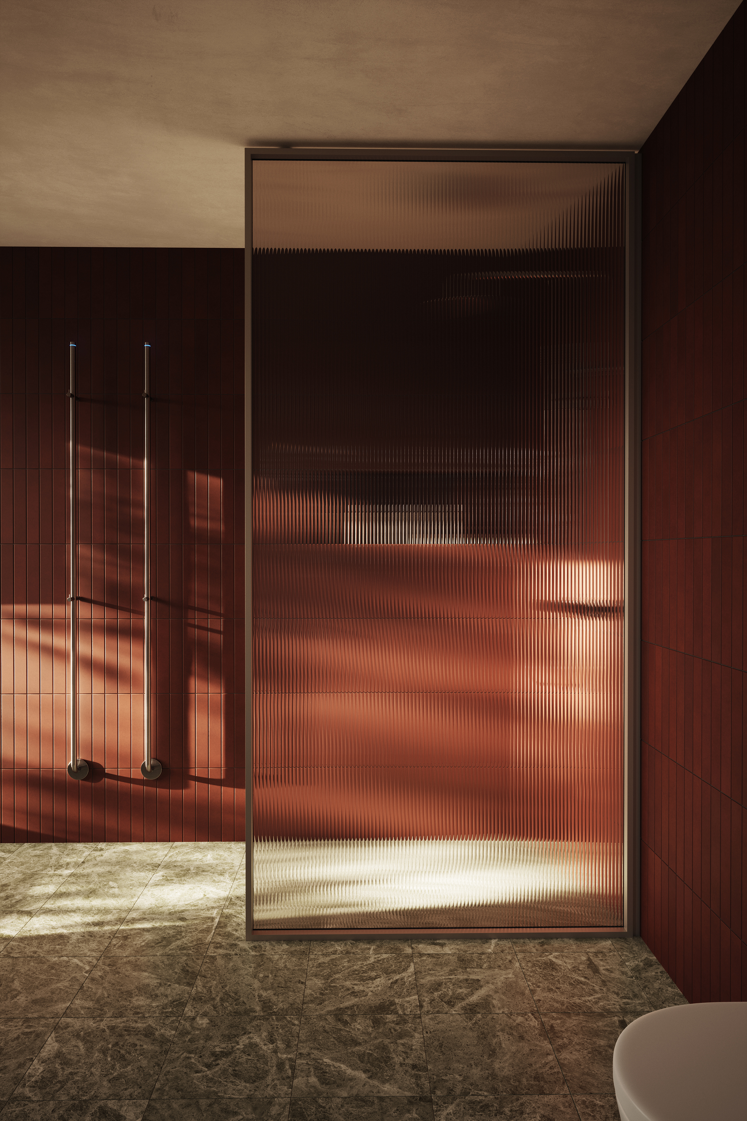 Duschvägg Edge 20 XL och handdukstork Line.