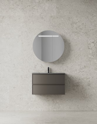Core Nema 80 i Carbon Grey med spegelskåp Circ. Alvaret Ash 60x120.
