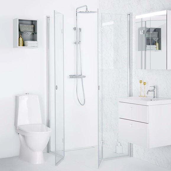 Vikbar duschhörna LINC 12 Flex med takdusch MIST.