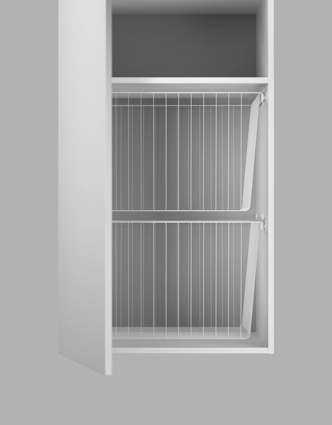 Två rymliga trådkorgar ingår.